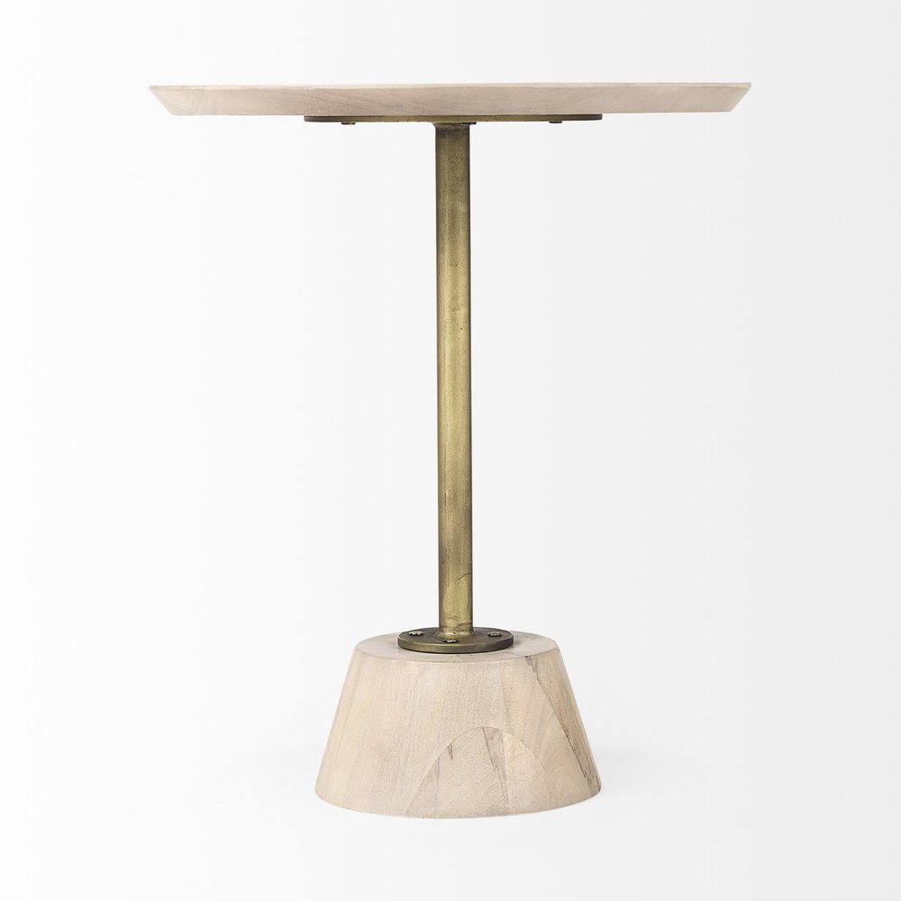 24" Beige Solid and Manufactured Wood Round End Table HomeRoots
