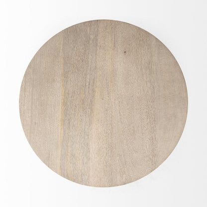 24" Beige Solid and Manufactured Wood Round End Table HomeRoots