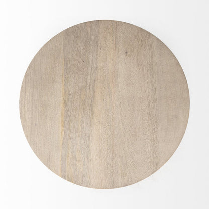 24" Beige Solid and Manufactured Wood Round End Table HomeRoots