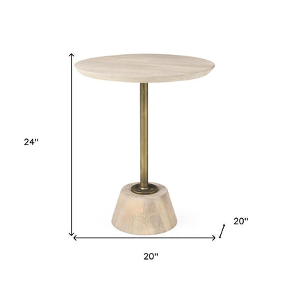 24" Beige Solid and Manufactured Wood Round End Table HomeRoots