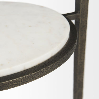 23" Bronze And Clear Glass And Metal Round End Table With Shelf HomeRoots
