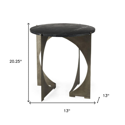 20" Black Marble Round End Table HomeRoots