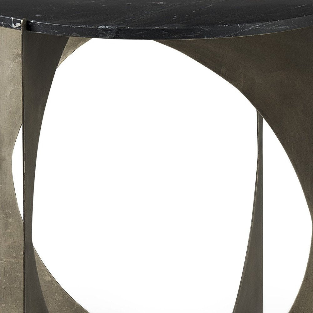 20" Black Marble Round End Table HomeRoots