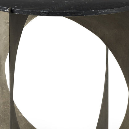 20" Black Marble Round End Table HomeRoots
