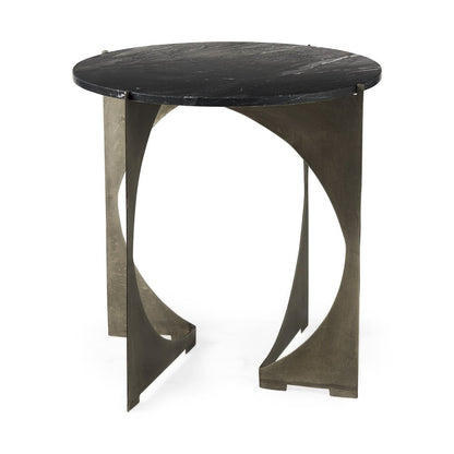 20" Black Marble Round End Table HomeRoots