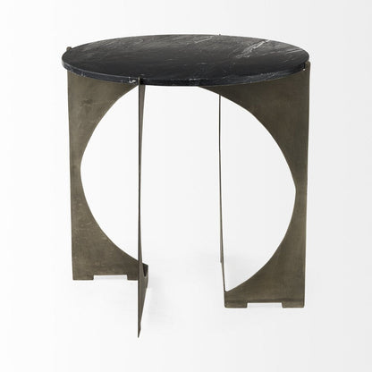 20" Black Marble Round End Table HomeRoots