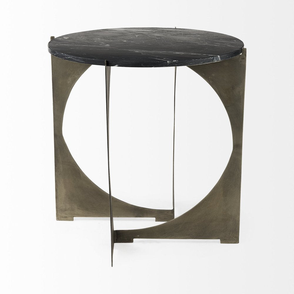 20" Black Marble Round End Table HomeRoots