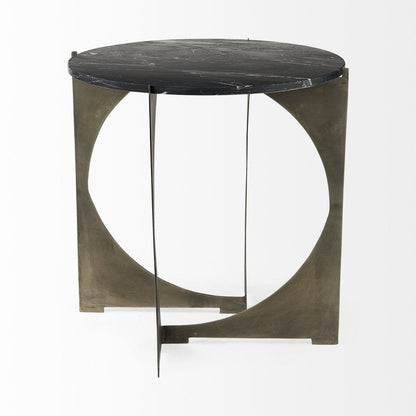 20" Black Marble Round End Table HomeRoots
