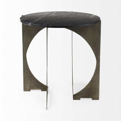 20" Black Marble Round End Table HomeRoots