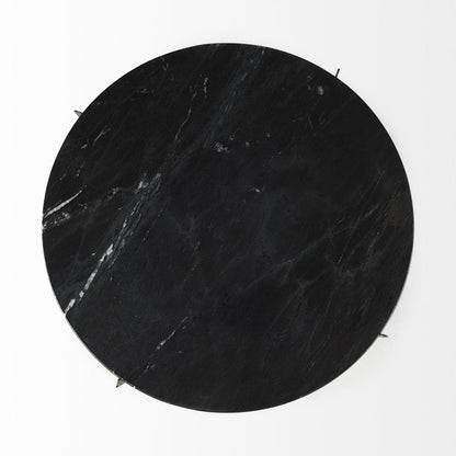 20" Black Marble Round End Table HomeRoots