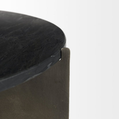 20" Black Marble Round End Table HomeRoots