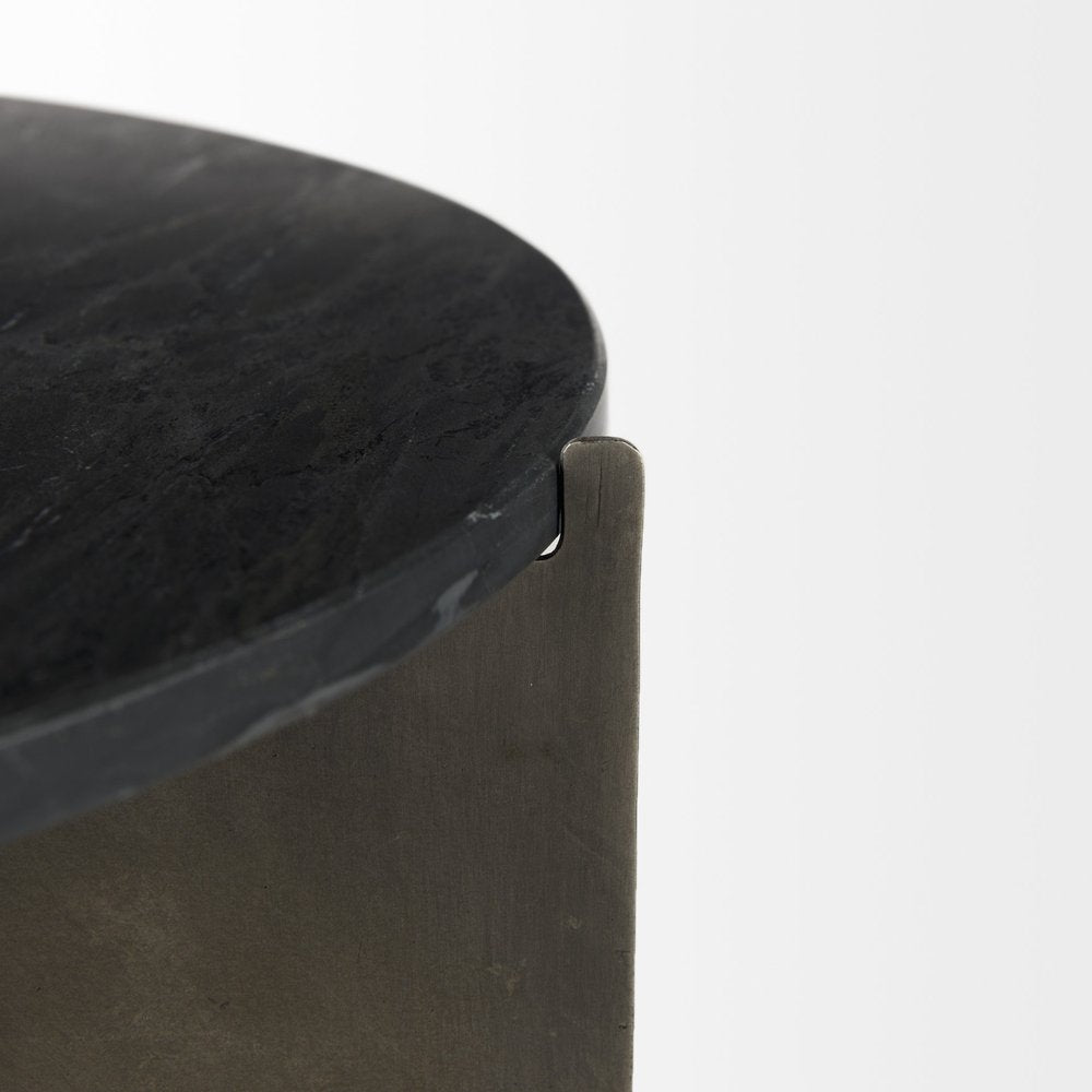 20" Black Marble Round End Table HomeRoots