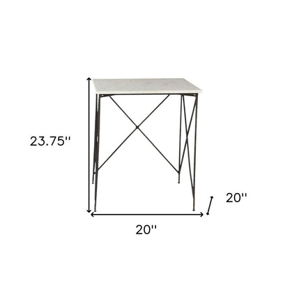 Set of Two White and Black Marble and Metal Square Nested Tables HomeRoots
