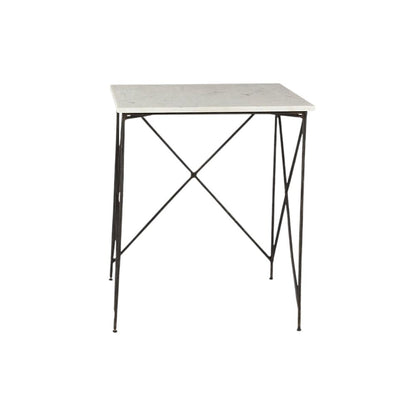 Set of Two White and Black Marble and Metal Square Nested Tables HomeRoots