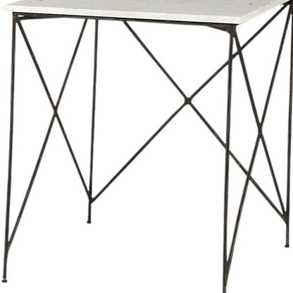 Set of Two White and Black Marble and Metal Square Nested Tables HomeRoots