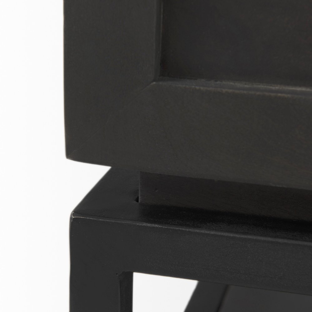 22" Black And White Marble Square End Table With Drawer And Shelf HomeRoots