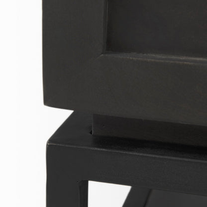 22" Black And White Marble Square End Table With Drawer And Shelf HomeRoots