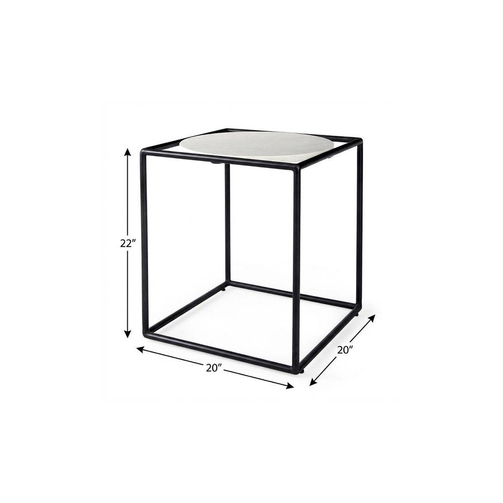 22" Black Marble Round End Table HomeRoots