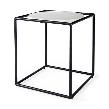 22" Black Marble Round End Table HomeRoots