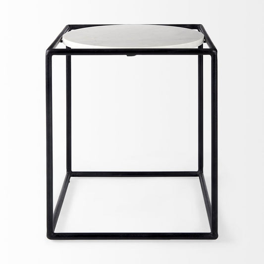 22" Black Marble Round End Table HomeRoots