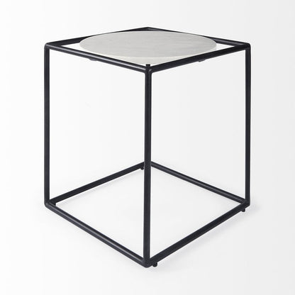 22" Black Marble Round End Table HomeRoots
