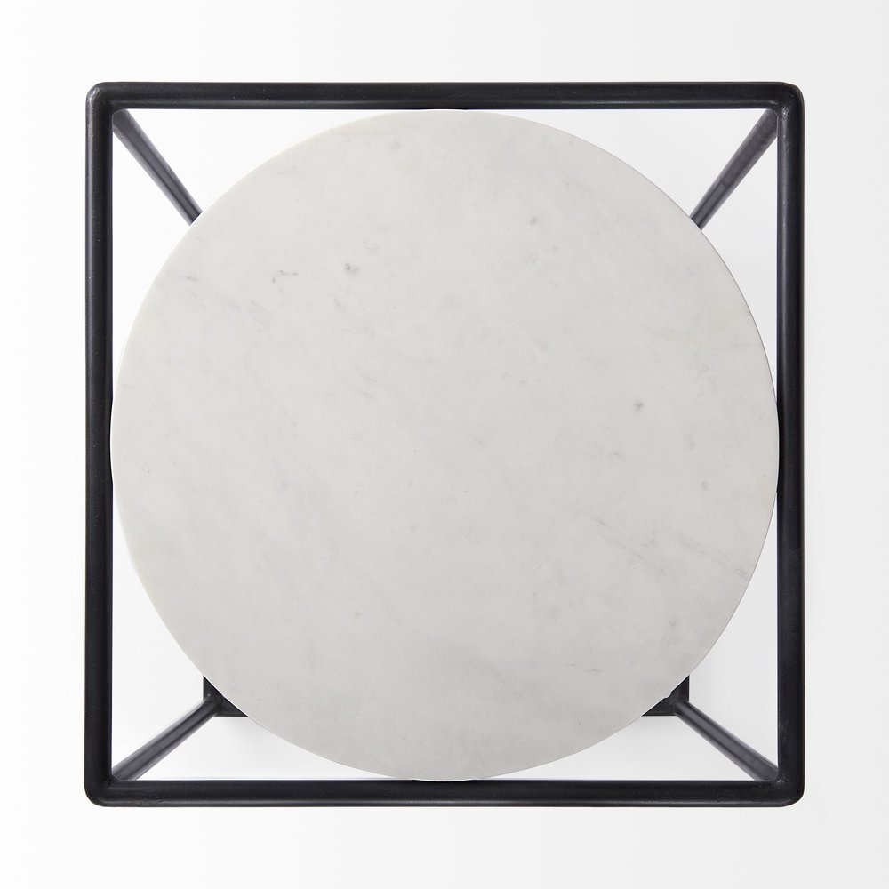 22" Black Marble Round End Table HomeRoots