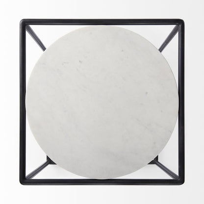 22" Black Marble Round End Table HomeRoots