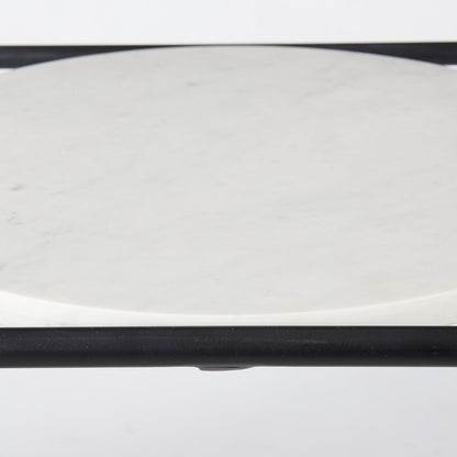 22" Black Marble Round End Table HomeRoots