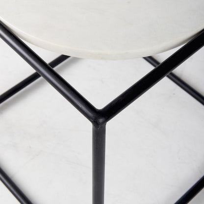 22" Black Marble Round End Table HomeRoots