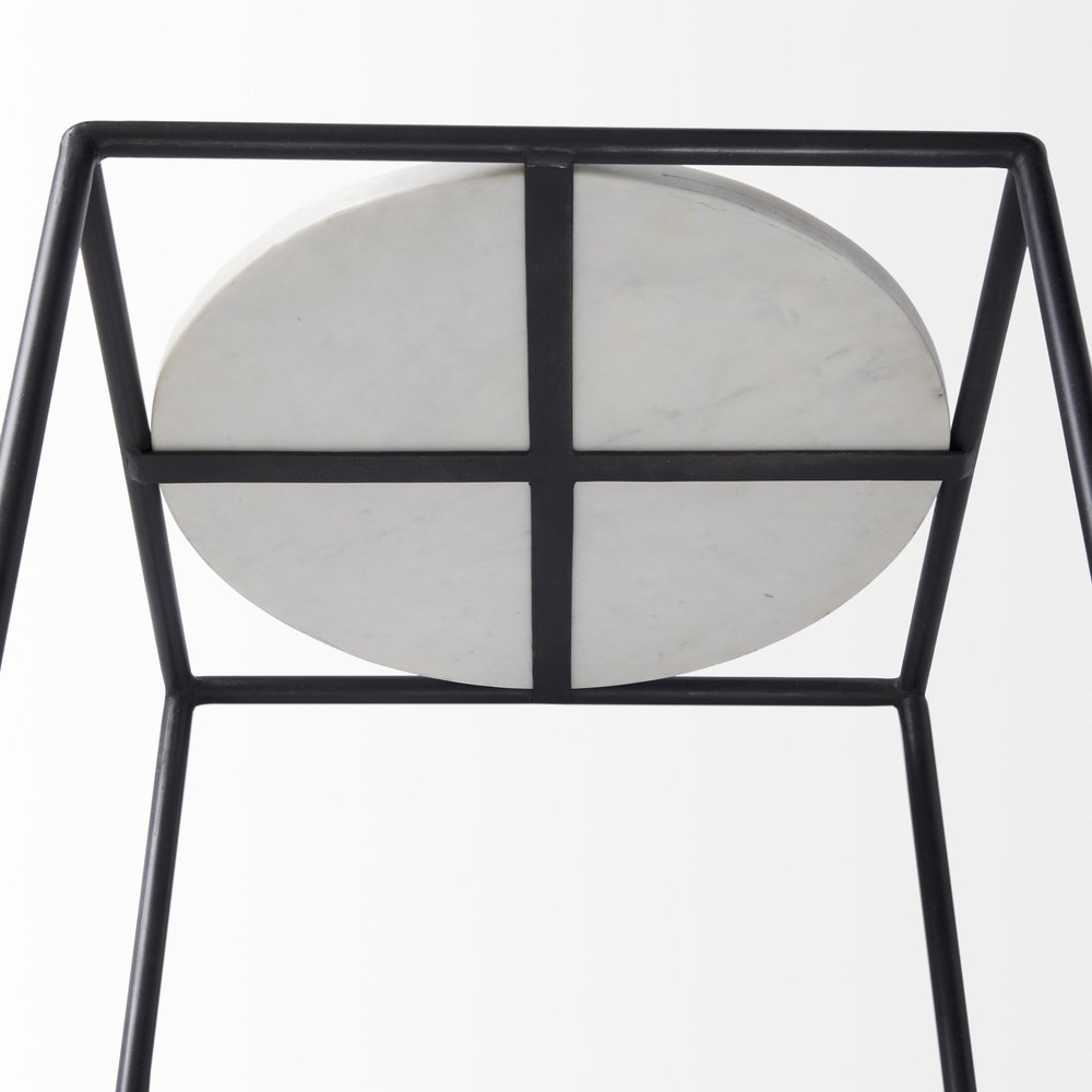 22" Black Marble Round End Table HomeRoots