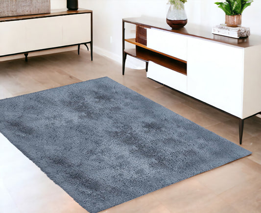 4' X 5' Gray Shag Power Loom Non Skid Area Rug - 94.49" (L) x 133.86" (W) x 0.23" (H)