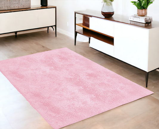 4' X 5' Pink Shag Power Loom Area Rug - 94.49" (L) x 129.92" (W) x 0.98" (H)