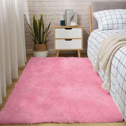 4' X 5' Pink Shag Power Loom Area Rug