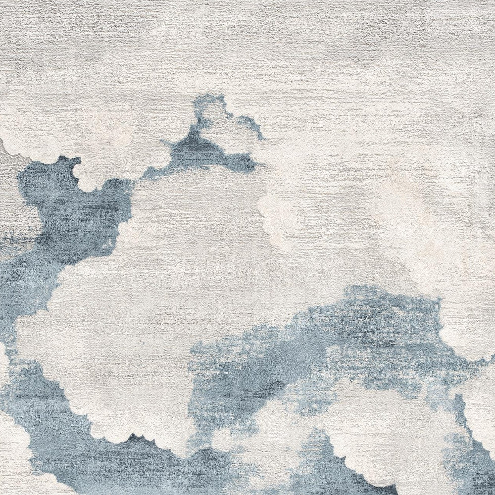 4’ X 6’ Gray And Blue Abstract Clouds Area Rug