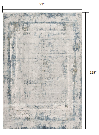 4’ X 6’ Ivory And Blue Abstract Distressed Area Rug