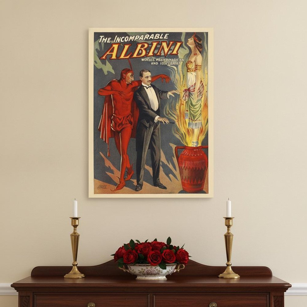 24" X 32" The Incomparable Albini Vintage Magic Poster Wall Art HomeRoots