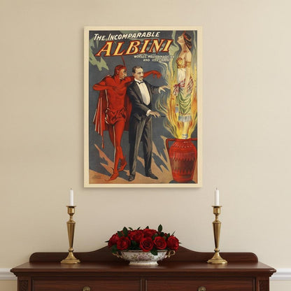 24" X 32" The Incomparable Albini Vintage Magic Poster Wall Art HomeRoots