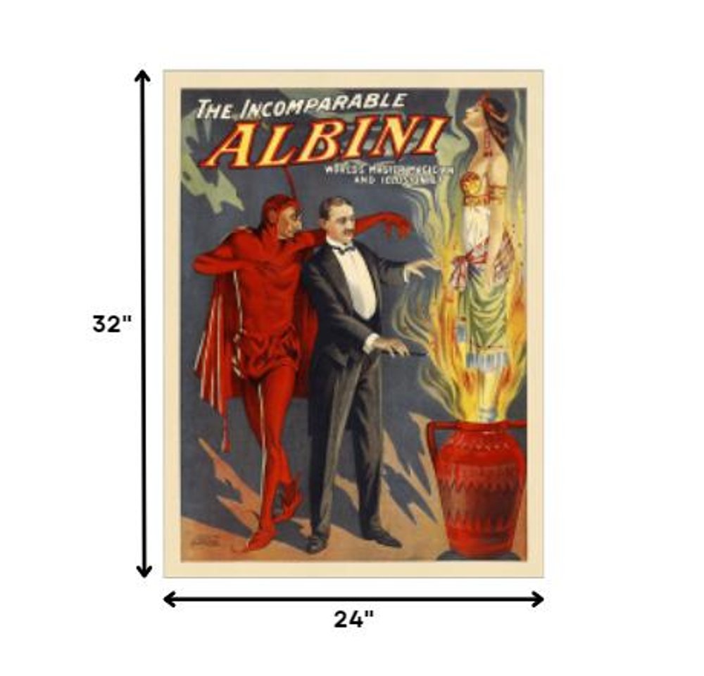 24" X 32" The Incomparable Albini Vintage Magic Poster Wall Art — view 3