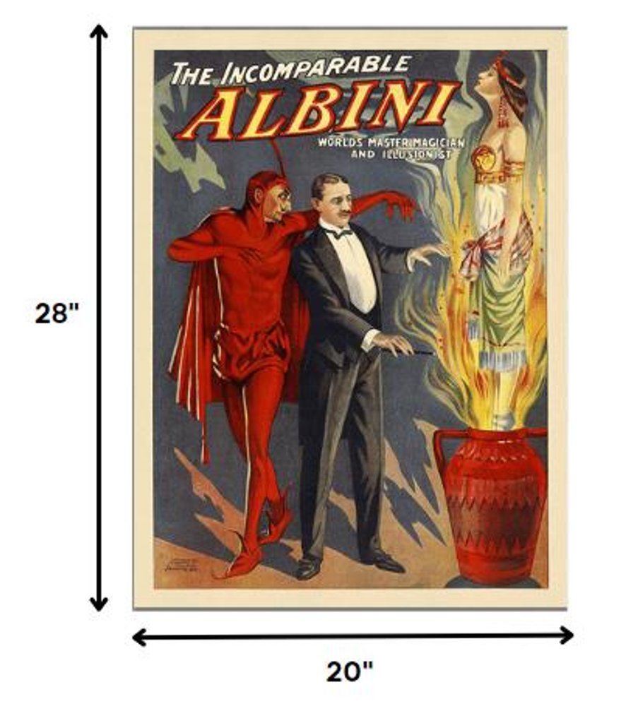 24" X 32" The Incomparable Albini Vintage Magic Poster Wall Art HomeRoots