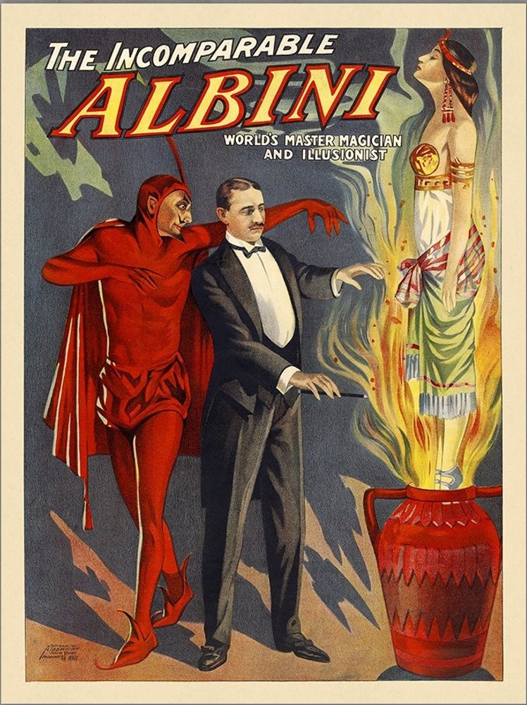 24" X 32" The Incomparable Albini Vintage Magic Poster Wall Art HomeRoots