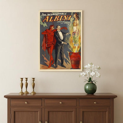 24" X 32" The Incomparable Albini Vintage Magic Poster Wall Art HomeRoots