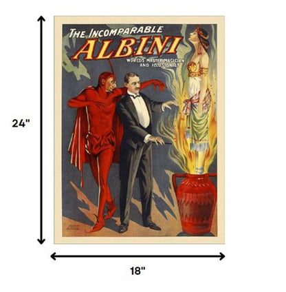 24" X 32" The Incomparable Albini Vintage Magic Poster Wall Art HomeRoots