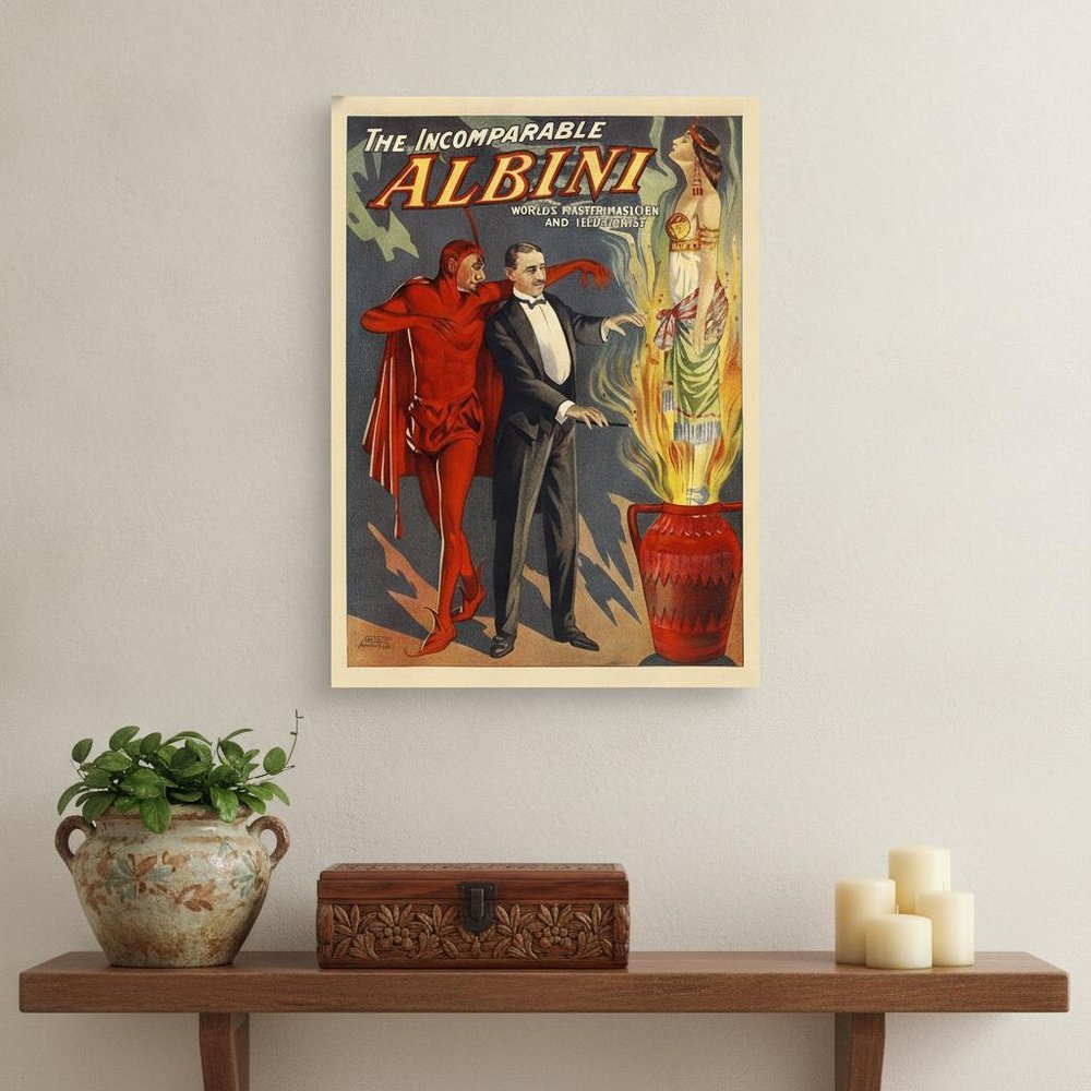 24" X 32" The Incomparable Albini Vintage Magic Poster Wall Art HomeRoots