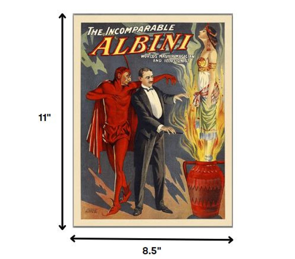 24" X 32" The Incomparable Albini Vintage Magic Poster Wall Art — view 11