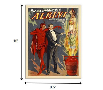 24" X 32" The Incomparable Albini Vintage Magic Poster Wall Art HomeRoots