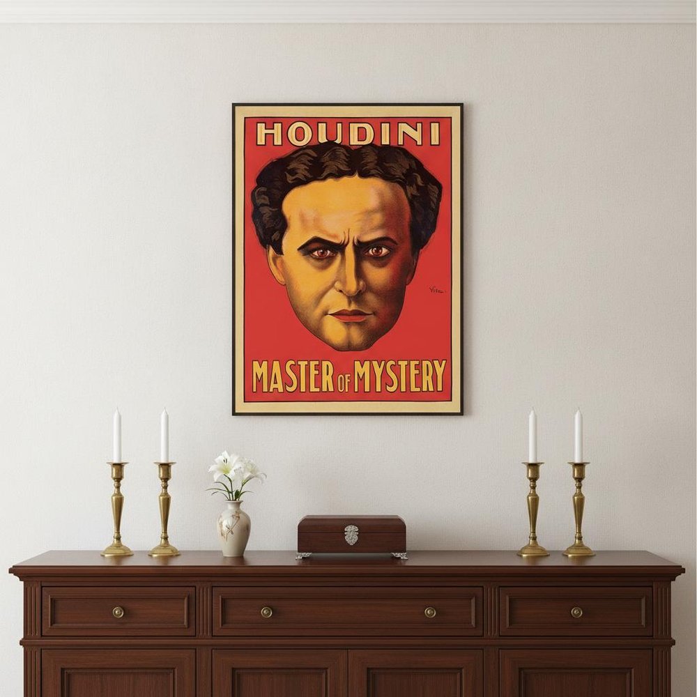 36" X 48" Houdini Master Of Mystery Vintage Magic Poster Wall Art HomeRoots