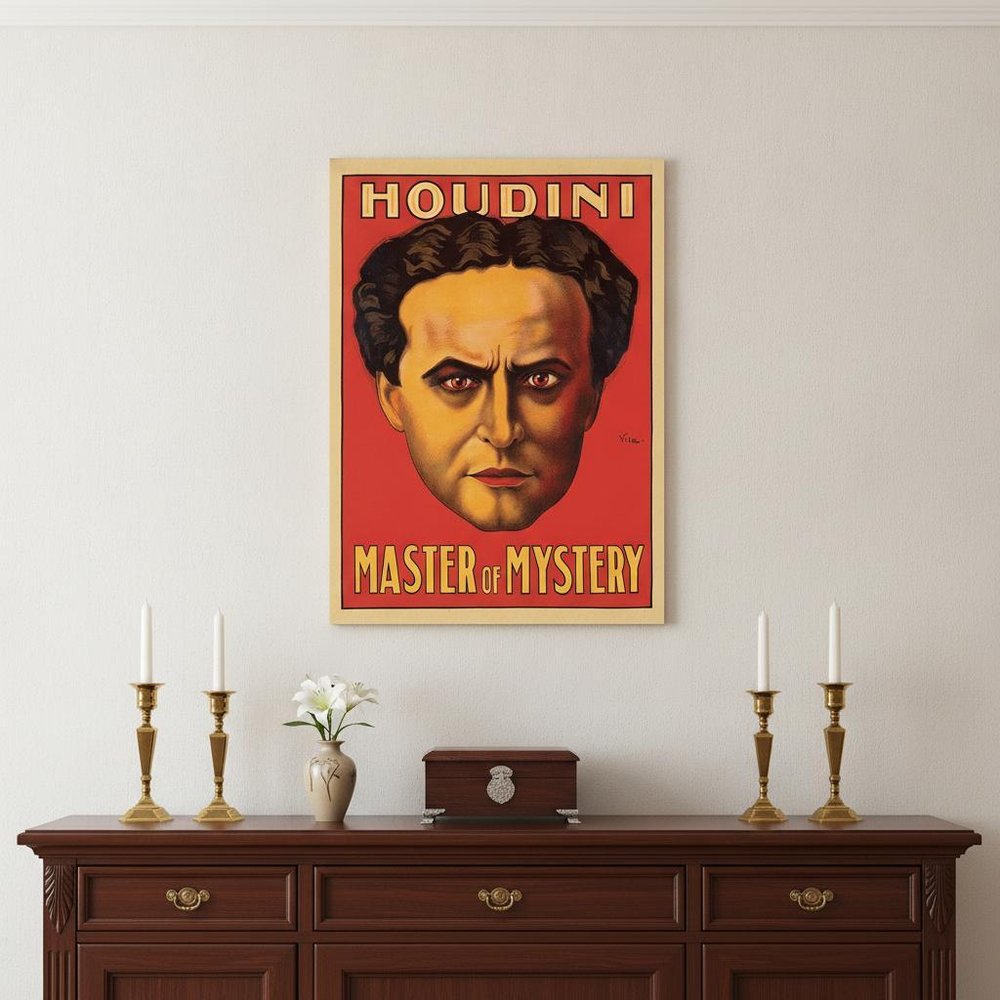 36" X 48" Houdini Master Of Mystery Vintage Magic Poster Wall Art HomeRoots