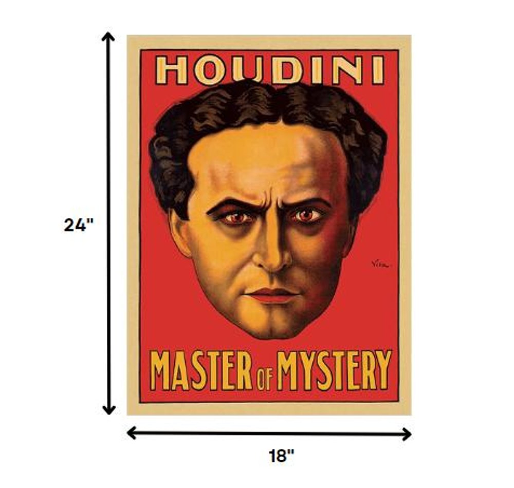 36" X 48" Houdini Master Of Mystery Vintage Magic Poster Wall Art HomeRoots