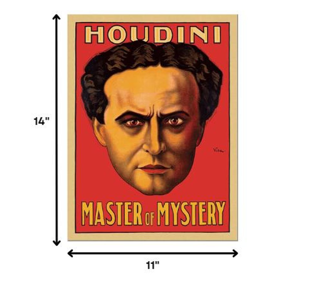 36" X 48" Houdini Master Of Mystery Vintage Magic Poster Wall Art HomeRoots