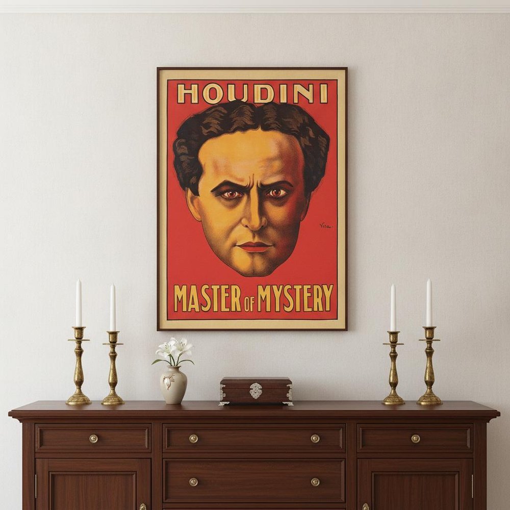 36" X 48" Houdini Master Of Mystery Vintage Magic Poster Wall Art HomeRoots
